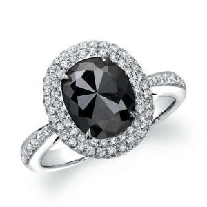 SunshineDiamonds Black Diamond Engagement Rings in 9K Yellow Gold and 2.00 Carat Black Diamond