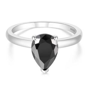 SunshineDiamonds Black Diamond Engagement Rings in Silver 925 and 0.20 Carat Black Diamond