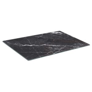 Rectangle Glass Chopping Board - 30cm x 20cm - Marble - Black Marble