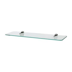 Rounded Floating Glass Bathroom Shelf - 50cm - Chrome
