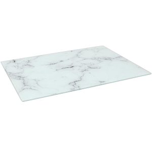 Rectangle Glass Chopping Board - 50cm x 40cm - Marble - White Marble