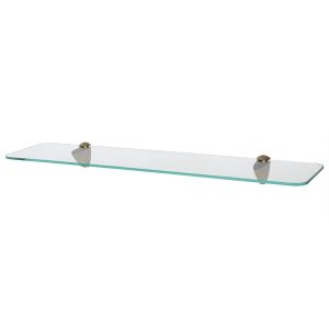 Rounded Floating Glass Bathroom Shelf - 60cm - Gold