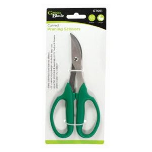 Green Stainless Steel Curved Garden Scissors - 17.5cm