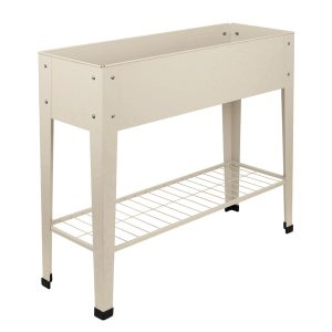 Elevated Raised Garden Bed with Legs & Storage Shelf - Ivory
