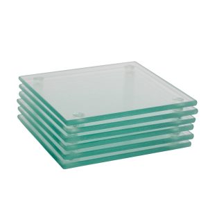 Square Glass Coasters - Pack of Six - Clear