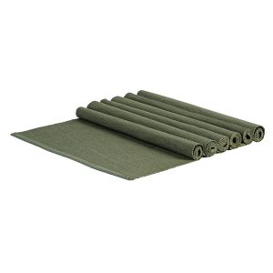 45cm x 34.5cm Ribbed Cotton Placemats - Pack of Six - Green