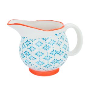 300ml Hand Printed Stoneware Jug - Light Blue