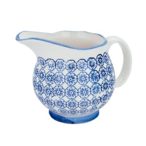 300ml Hand Printed Stoneware Jug - Navy