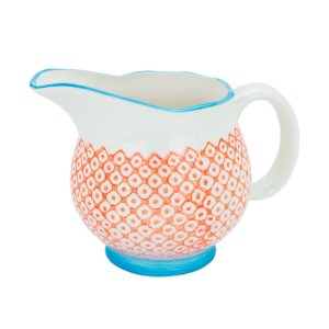 300ml Hand Printed Stoneware Jug - Orange