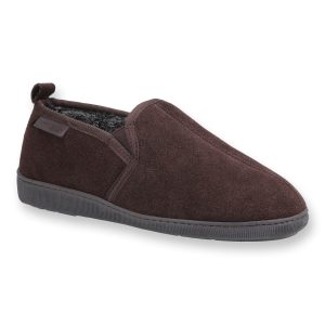 UK Size 6 Arnold Suede Slippers Brown
