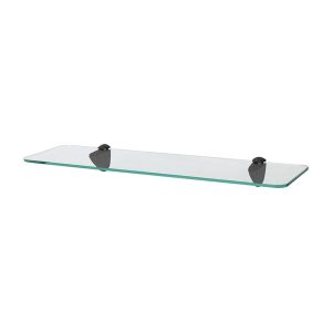 Rounded Floating Glass Bathroom Shelf - 50cm - Black