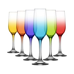 215ml Fame Glass Champagne Flutes - Full Colour - Pack of Six