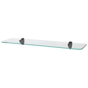 Rounded Floating Glass Bathroom Shelf - 60cm - Black