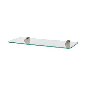 Rounded Floating Glass Bathroom Shelf - 40cm - Gold