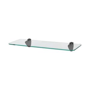 Rounded Floating Glass Bathroom Shelf - 40cm - Black