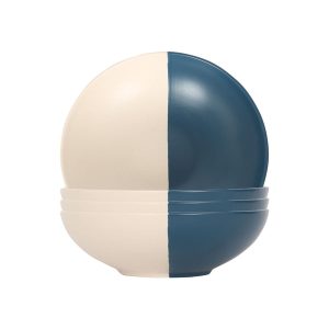 Colour Block Stoneware Pasta Bowls - 20.5cm - Pack of 4 - Navy