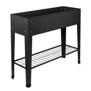 Elevated Raised Garden Bed with Legs & Storage Shelf - Anthracite