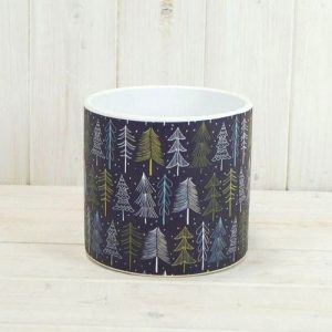 Small Christmas Tree Green and Navy Plant Pot