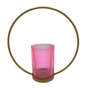 Round Ribbed Glass Tealight Holder Assorted Colours