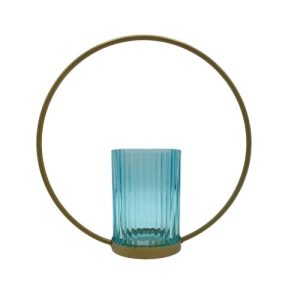 Round Ribbed Glass Tealight Holder Assorted Colours