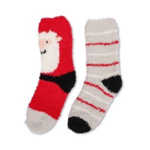 Kids Christmas Santa Cosy Socks 2 Pk Assorted Sizes