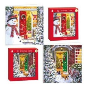 Festive Front Door Christmas Cards Assorted Designs 12 Pk