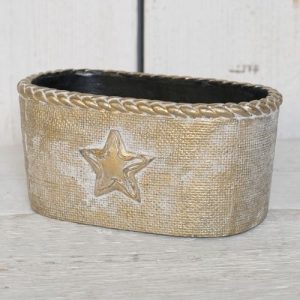 Gold Ceramic Trough with Star Decoration