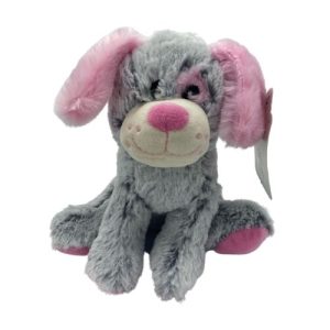 Pink and Grey Plush Soft Kids Dog Toy