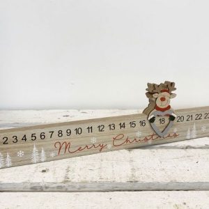 Wooden Advent Calendar With Reindeer L40cm