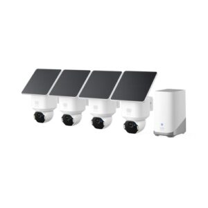 eufy Security SoloCam E42 4-Cam Kit (HomeBase S380), 4K Security Camera Wireless Outdoor, Solar Powered, AI Motion Tracking, Strobe Light, Pan & Tilt,