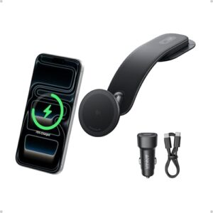 Anker Nano Wireless Car Charger (Pad), 15W Qi2-Certified Fast Charging Car Charger with Adjustable Mounting Arm, Ultra-strong Magnetic Hold, 360° Adj