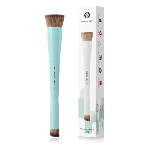 EIGSHOW Foundation & Concealer Brush, Dual-Ended Makeup Brush For Flawless Foundation Coverage, Precision Concealer, Vegan & Cruelty-free (D110-Cyan)