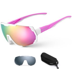 Odoland Cycling Sunglasses with Replaceable Magnetic Lenses for Men Women - Lightweight Polarized UV400 Sport Sunglasses for Driving Cycling Motorcycl
