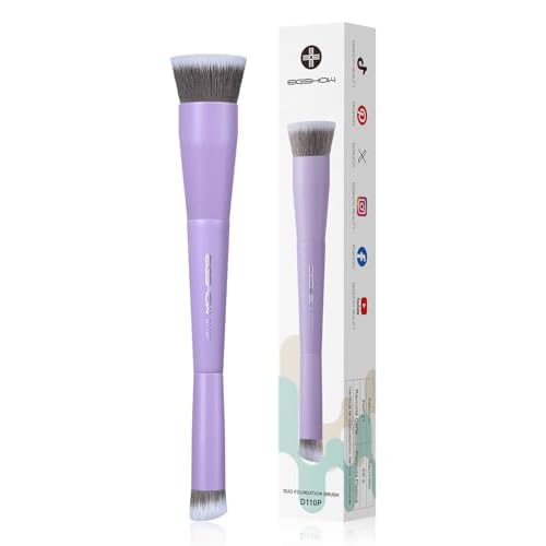 EIGSHOW Foundation & Concealer Brush, Dual-Ended Makeup Brush For Flawless Foundation Coverage, Precision Concealer, Vegan & Cruelty-free (D110-Purple