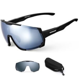 Odoland Cycling Sunglasses with Replaceable Magnetic Lenses for Men Women - Lightweight Polarized UV400 Sport Sunglasses for Driving Cycling Motorcycl