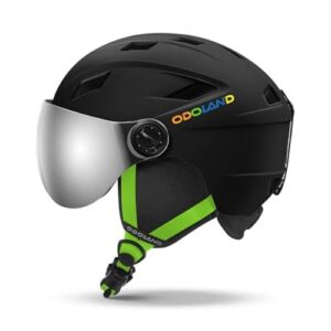 Odoland Kids Ski Helmet with Visor Goggles for Boys Girls, Adjustable Toddler Snowboard Helmet with Magnetic Buckle Strap for Children Ages 3-12 for S