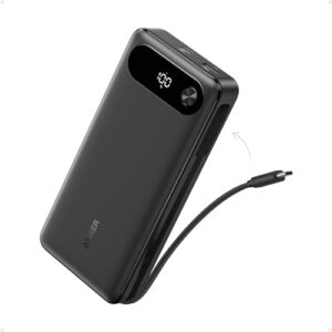 Anker Power Bank, 20,000mAh Portable Charger with Built-in USB-C Cable, 87W Max Fast Charging Battery Pack, for iPhone 17/16/15/14/13 Series, Samsung,