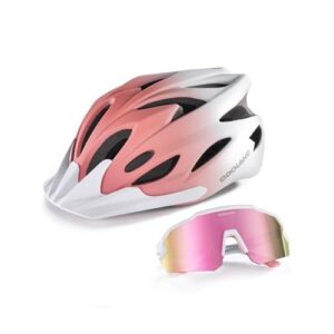 Odoland Flash Bike Helmet with Cycling Sunglasses - Adult Cycling Helmets for Road Bike Mountain Bike - Adjustable Lightweight Cycling Helmet for Men