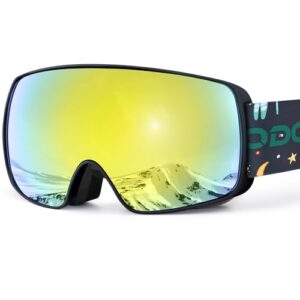 Odoland Children's Ski Goggles Snowboard Goggles for Boys and Girls, Helmet Compatible Mirrored Snow Goggles UV Protection Anti-Fog for Skiing Skating