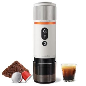 CONQUECO Portable Espresso Coffee Machine: 12V Electric Small Travel Expresso Maker - Self Heating 8 Cups Battery Powered Compatible for Nespresso Cap