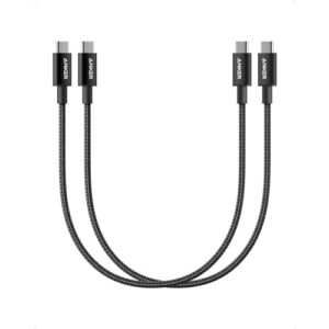 Anker New Nylon USB-C to USB-C Cable (2pack, 1 ft, 60W), USB 2.0 Type C Charging Cable for iPhone 17/16/15, iPad Pro, Samsung Galaxy, MacBook Pro,and