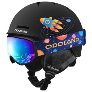 Odoland Kids Ski Helmet, Snow Helmet with Ski Goggles, Shockproof, Windproof, Safety Snow Sports Helmets and Protective Goggles for Boys Girls and You