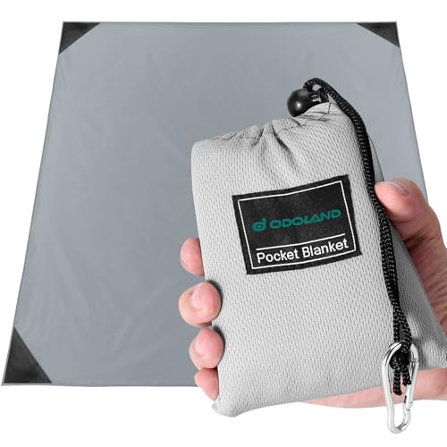 Odoland Hiking Blanket 180 x 160 cm Pocket Blanket Waterproof Heatproof Sandproof Thin Ground Sheet - Lightweight Foldable Beach Mat for Outdoor Campi
