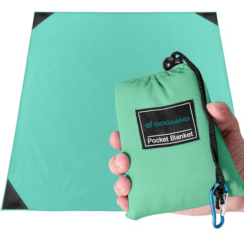 Odoland Outdoor Pocket Travel Blanket Beach Mat - Waterproof Sand Proof Beach Blanket, Picnic Mat - Multi Colour and Sizes - Portable Lightweight for