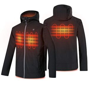 PROSmart Heated Jacket for Men Waterproof Heating Jackets with Battery Pack XXL Black-with hood