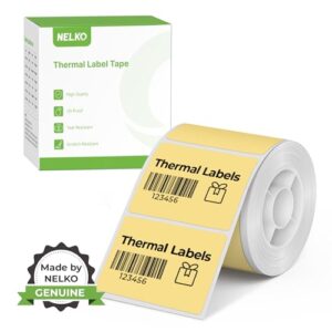 Thermal Labels for Nelko PM220 Label Maker, 1.57'' x 1.18'' (40x30mm) Waterproof Multi-Purpose Sticker, 1 Roll of 230 Self-Adhesive Thermal Paper (Yel