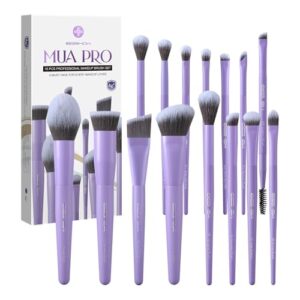 EIGSHOW Makeup Brush Set,15 Piece MUA PRO Series Professional Makeup Brushes with Silver Ion Infused Bristles for Foundation,Powder,Blush,Concealer,Ey