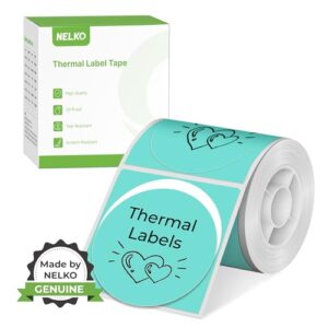 Nelko PM220 Thermal Labels, 2 inch (50mm) Round, Waterproof, Multi-Purpose Tape, 1 Roll of 150 Self-Adhesive Thermal Paper (Green)