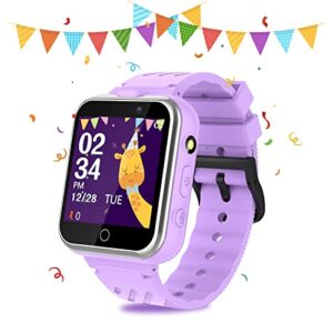 Retysaz Kids Smart Watch 24 Game Smart Watch for kids Pedometer 2 HD Cameras Fashion Smartwatches for Children 3-14 Great Gifts To Girls Boys (Purple)