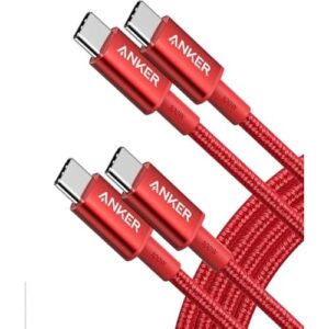 Anker 333 USB C to USB C Charger Cable (6ft 100W, 2-Pack), USB 2.0 Fast Charge for MacBook Pro, iPhone 17/16/15, iPad Pro, Samsung Galaxy,and More Red